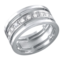 Обручальное кольцо из белого золота с цирконием