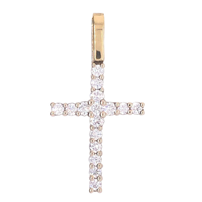 Крест из лимонного золота с бриллиантом арт. 02517 02517