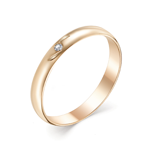 Обручальное кольцо из лимонного золота с бриллиантом Мастер Бриллиант 1-102-14 1-102-14