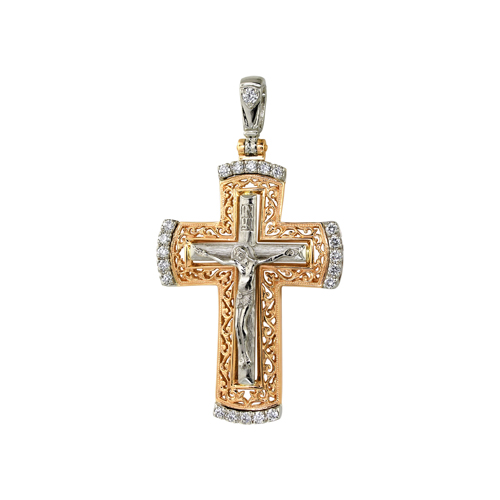 Золотой крест с бриллиантом 8-181