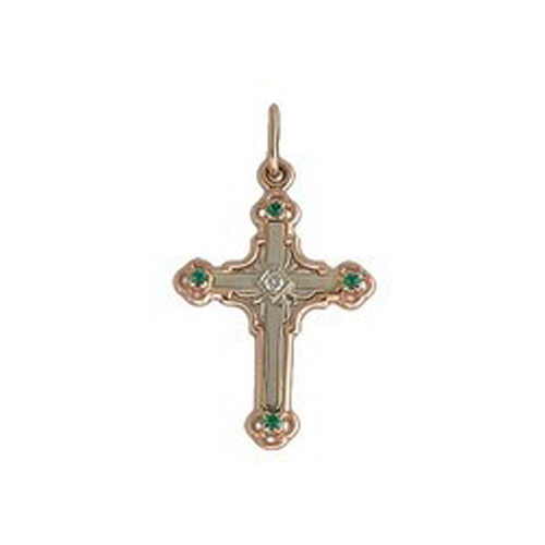 Золотой крест с бриллиантом и рубином арт. 8-209 8-209