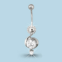 Пирсинг из серебра с фианитом AQUAMARINE 70545а 70545а