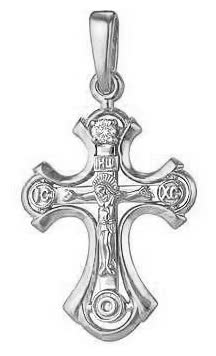 Крест из белого золота с бриллиантом арт. 8-214 8-214