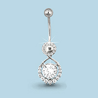 Пирсинг из серебра с фианитом AQUAMARINE 70546а 70546а