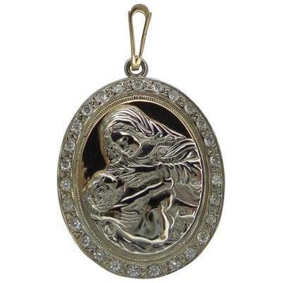 Иконка-подвес из серебра с цирконием Кормящая Богородица 2441н