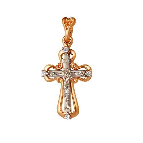 Крест из белого золота с бриллиантом 8-187