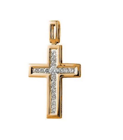Золотой крест с бриллиантом 8-169