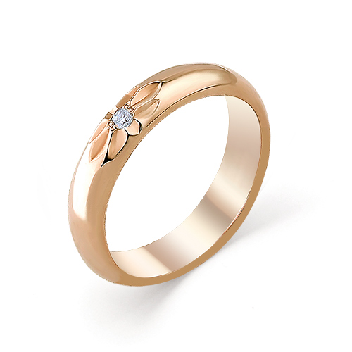 Обручальное кольцо из золота с бриллиантом 1-102-16