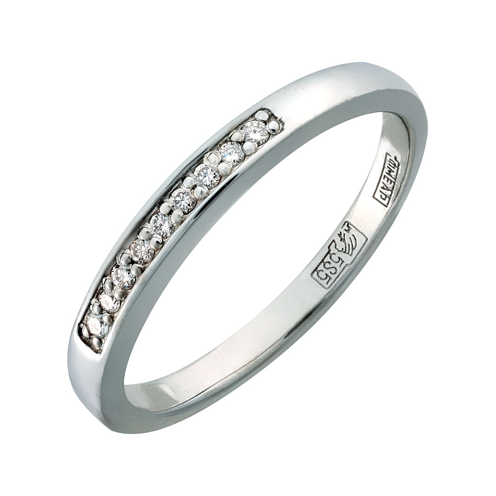 Обручальное кольцо из белого золота с бриллиантом 0191