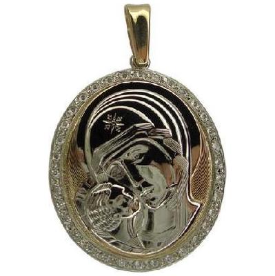 2422н Иконка-подвес из серебра с цирконием Владимирская Божия Матерь