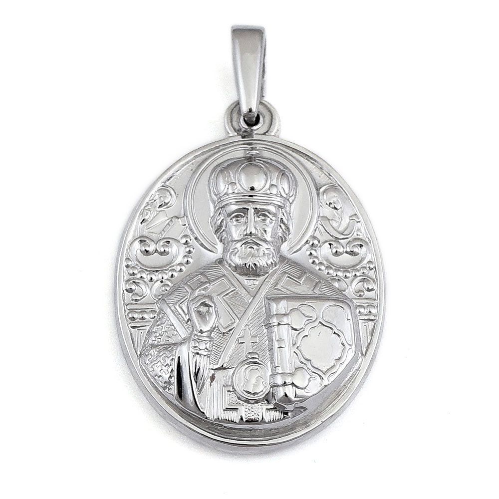 2459н Иконка-подвес из серебра Николай Чудотворец святой
