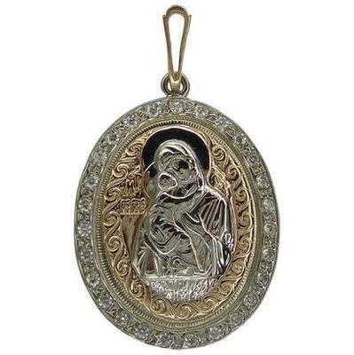 Иконка-подвес из серебра с цирконием Владимирская Божия Матерь 2435н