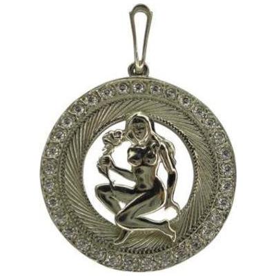 Серебряный знак зодиака с цирконием Дева 307833н
