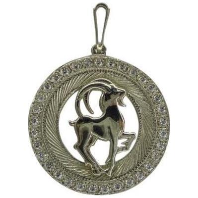 Серебряный знак зодиака с цирконием Козерог 308233н