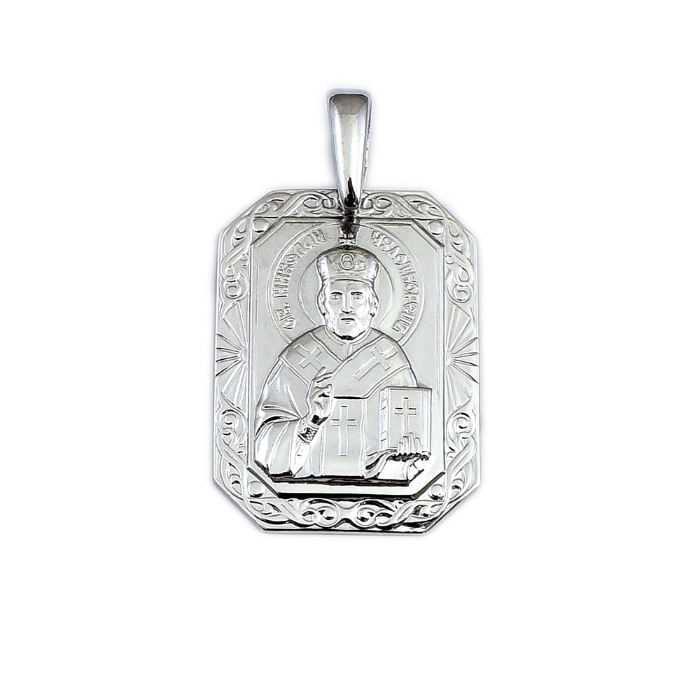 Иконка-подвес из серебра Николай Чудотворец святой 2488н
