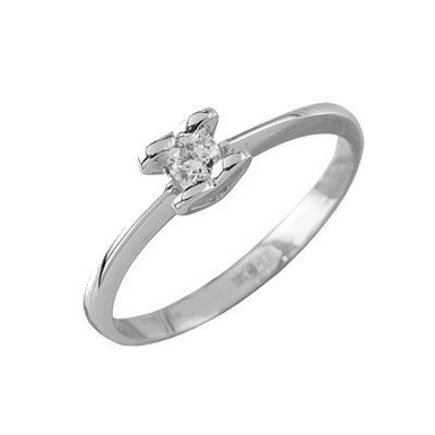 Помолвочное кольцо из белого золота с бриллиантом 90357