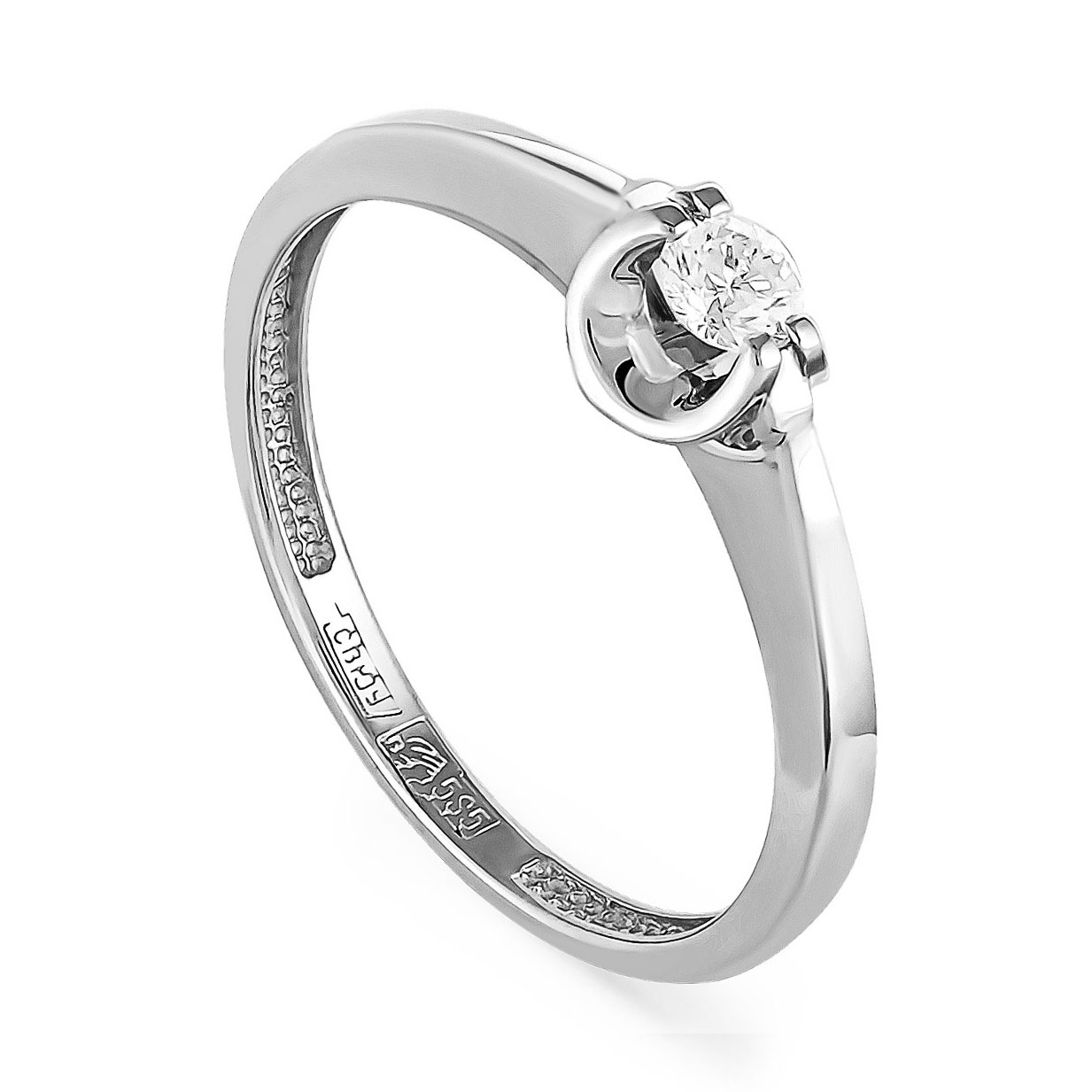 Помолвочное кольцо из белого золота с бриллиантом 1-1328