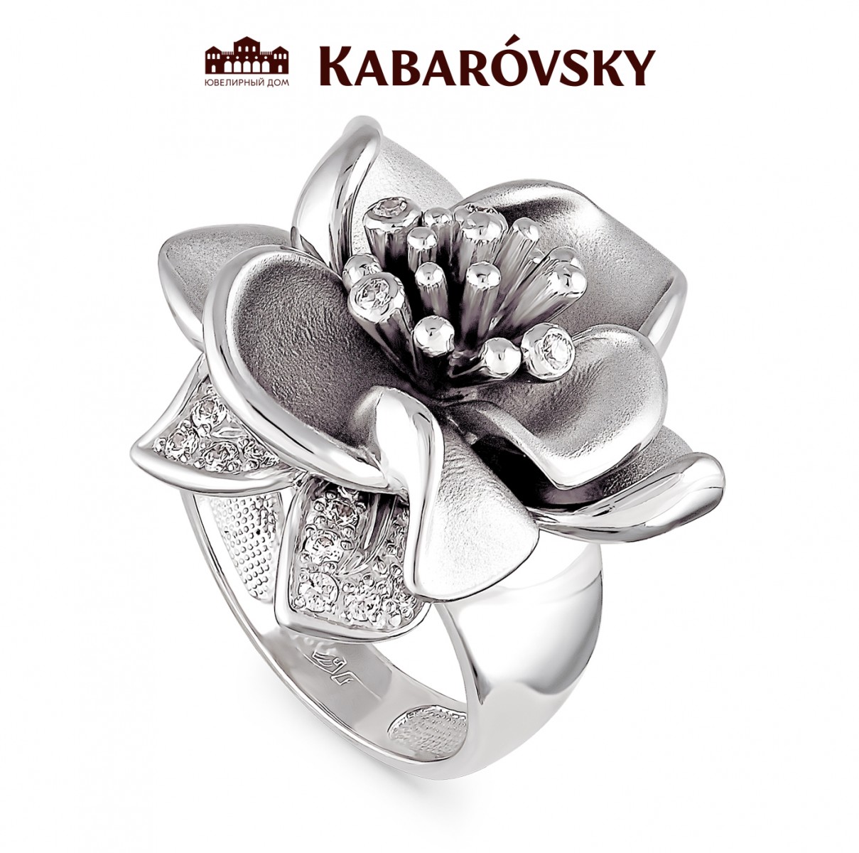 Кольцо из серебра с кристаллом сваровским KABAROVSKY 11-003 11-003