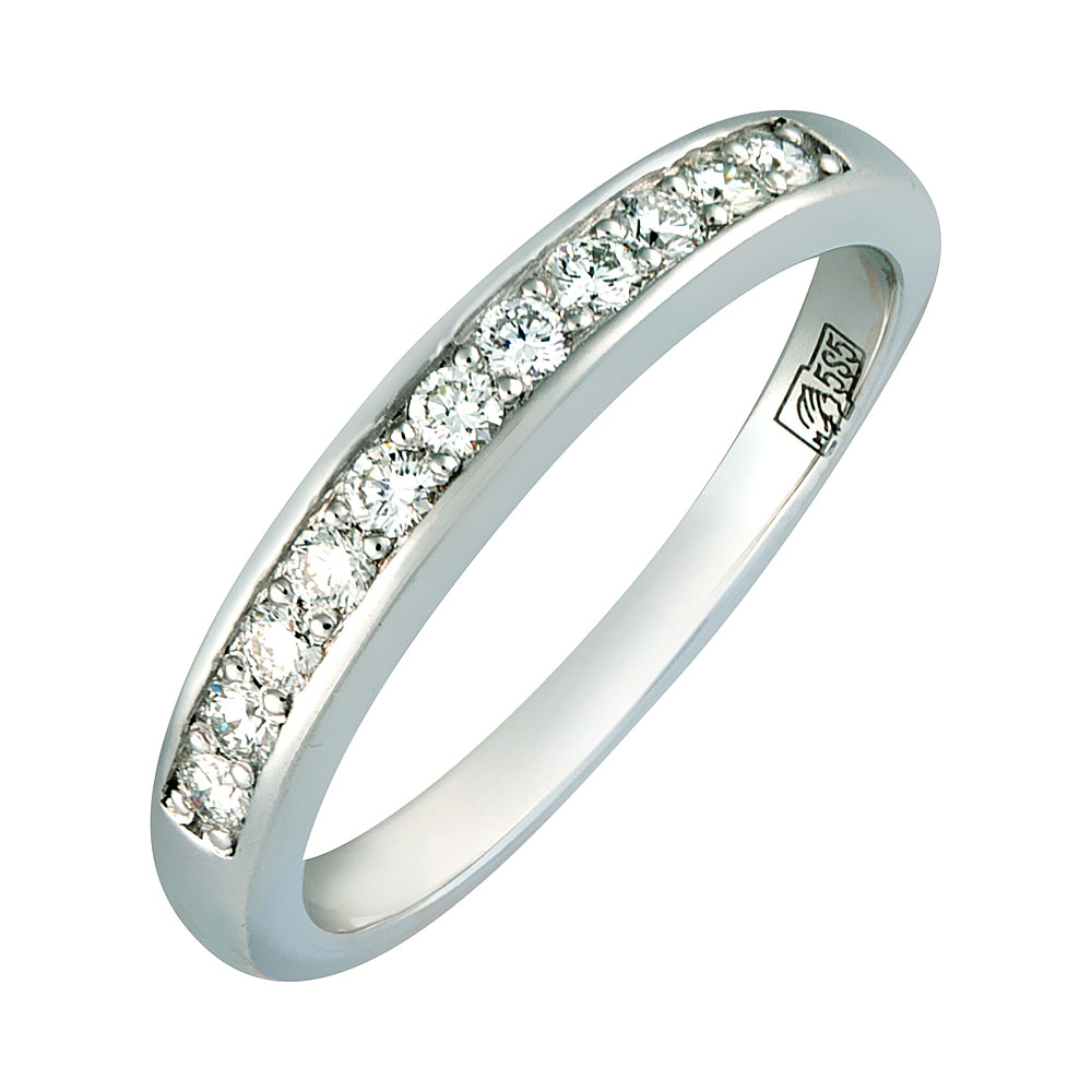 Обручальное кольцо из белого золота с бриллиантом 0257