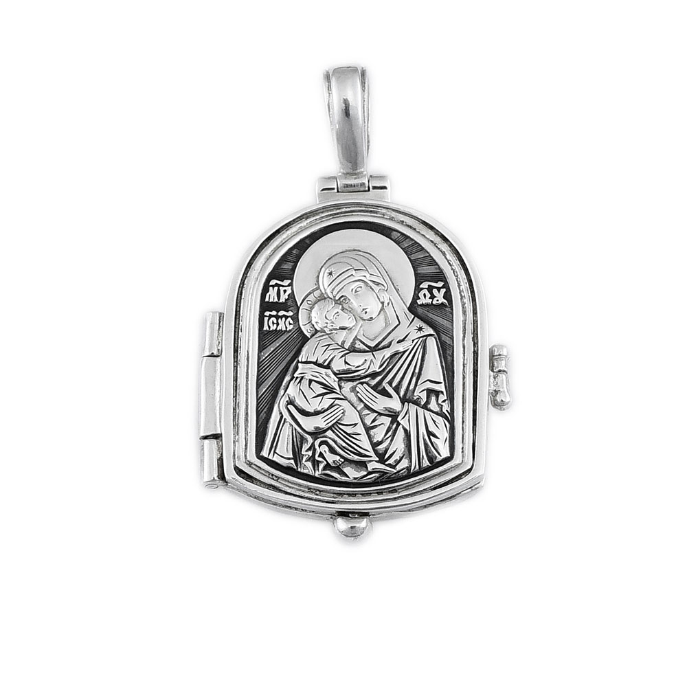 Иконка-подвес из серебра Владимирская Божия Матерь 2735ч