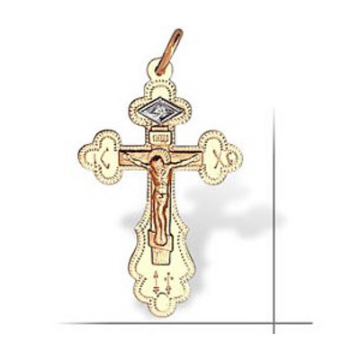 Золотой крест с бриллиантом 14030095