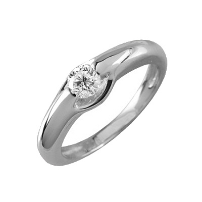 Помолвочное кольцо из белого золота с бриллиантом 90506