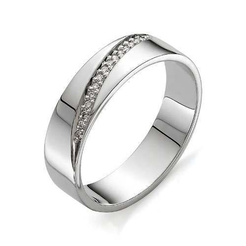 Обручальное кольцо из белого золота с бриллиантом 12013-200