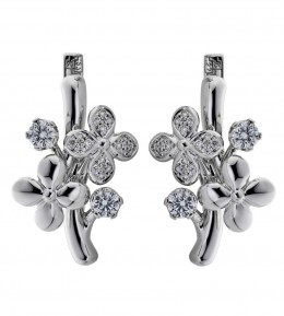 Серьги из белого золота с бриллиантом Арт-Модерн 020399-б 020399-б