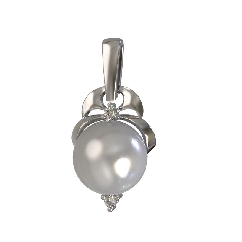 подвеска серебро с жемчугом z1-10257. подвеска с жемчугом серебро.