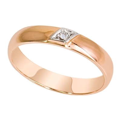 Обручальное кольцо из золота с бриллиантом 1000371-11140