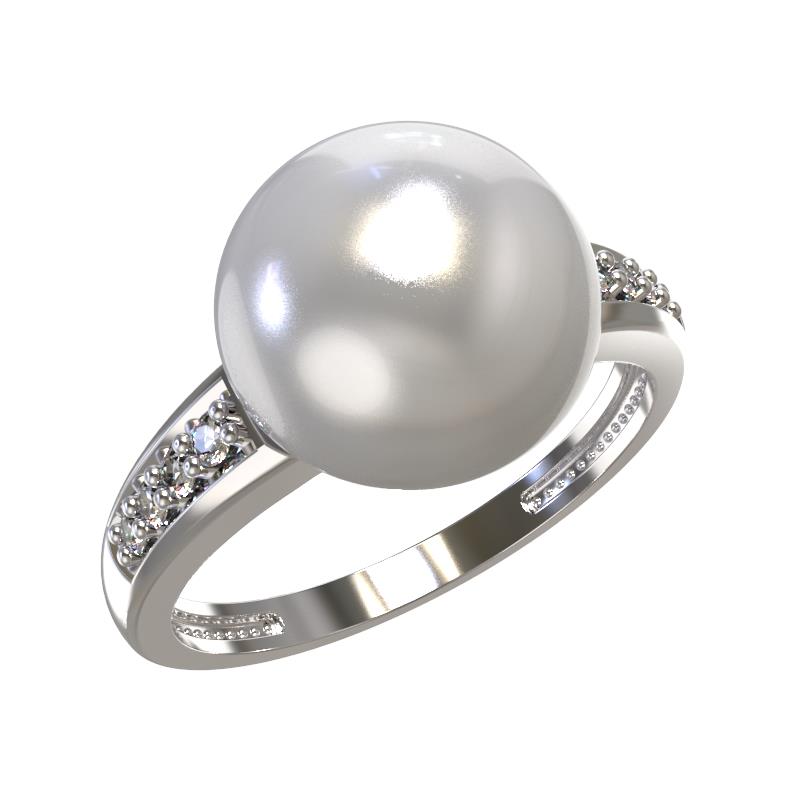 Серебряное кольцо с жемчугом и фианитом 1031101-01150