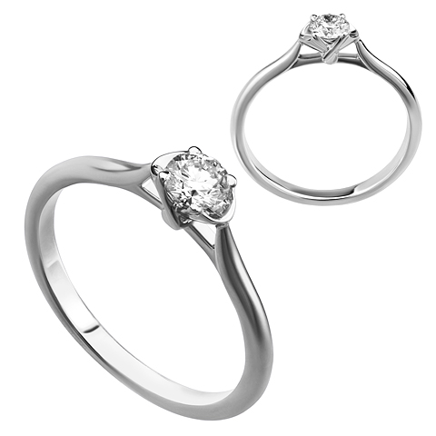 Помолвочное кольцо из белого золота с бриллиантом 1-02025
