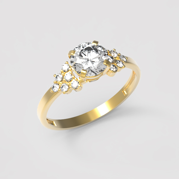 Золотое кольцо с фианитом к-044