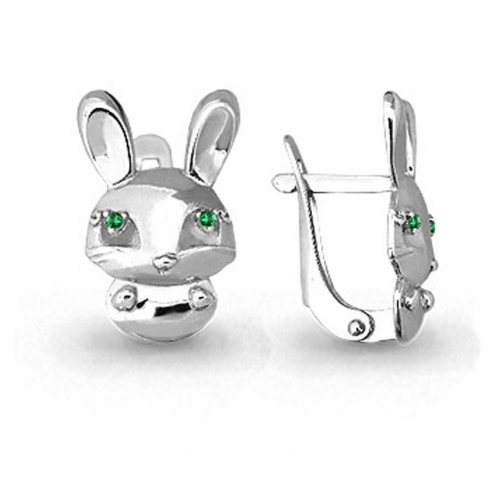 Серьги детские из серебра с фианитом Эффект с48-45341сфз с48-45341сфз