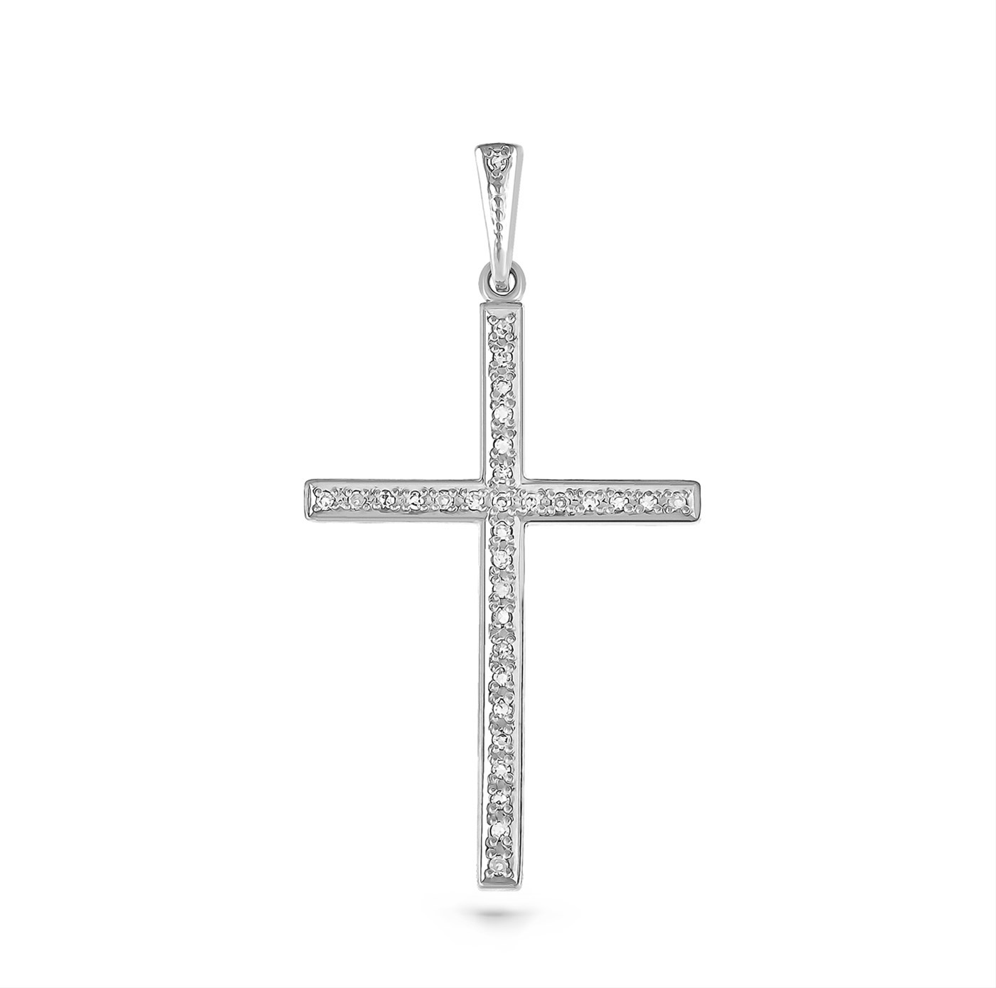 Крест из белого золота с бриллиантом 3-1171-1000