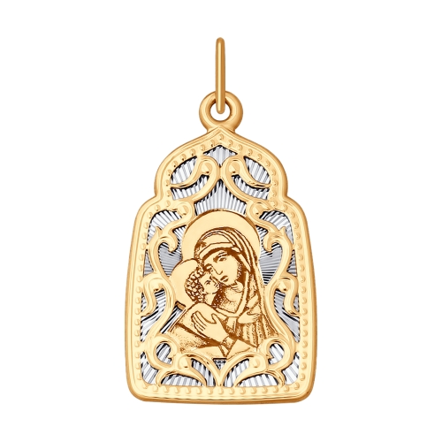 Иконка-подвес из золота Владимирская Божия Матерь 104116