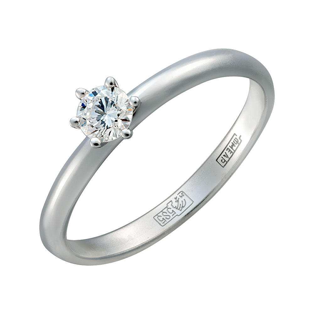 Помолвочное кольцо из белого золота с бриллиантом 0302