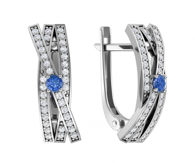Серьги из серебра с фианитом Эффект с32-814сфс с32-814сфс