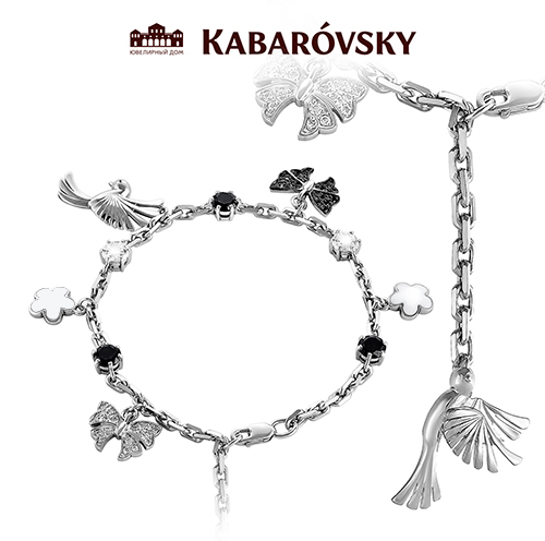 Браслет из серебра с эмалью и с кристаллом сваровским KABAROVSKY 14-119-0910 14-119-0910