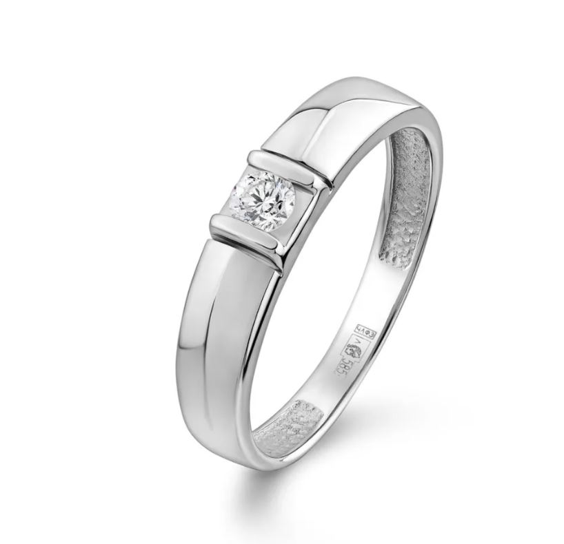 Помолвочное кольцо из белого золота с бриллиантом БПК-11029-1-0,15