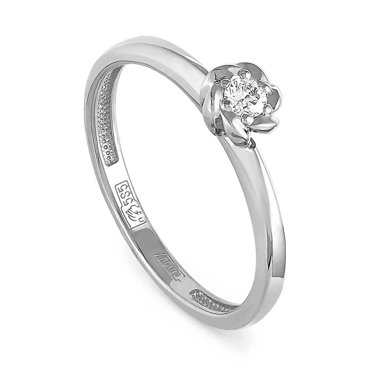 Помолвочное кольцо из белого золота с бриллиантом 11-1800-1000