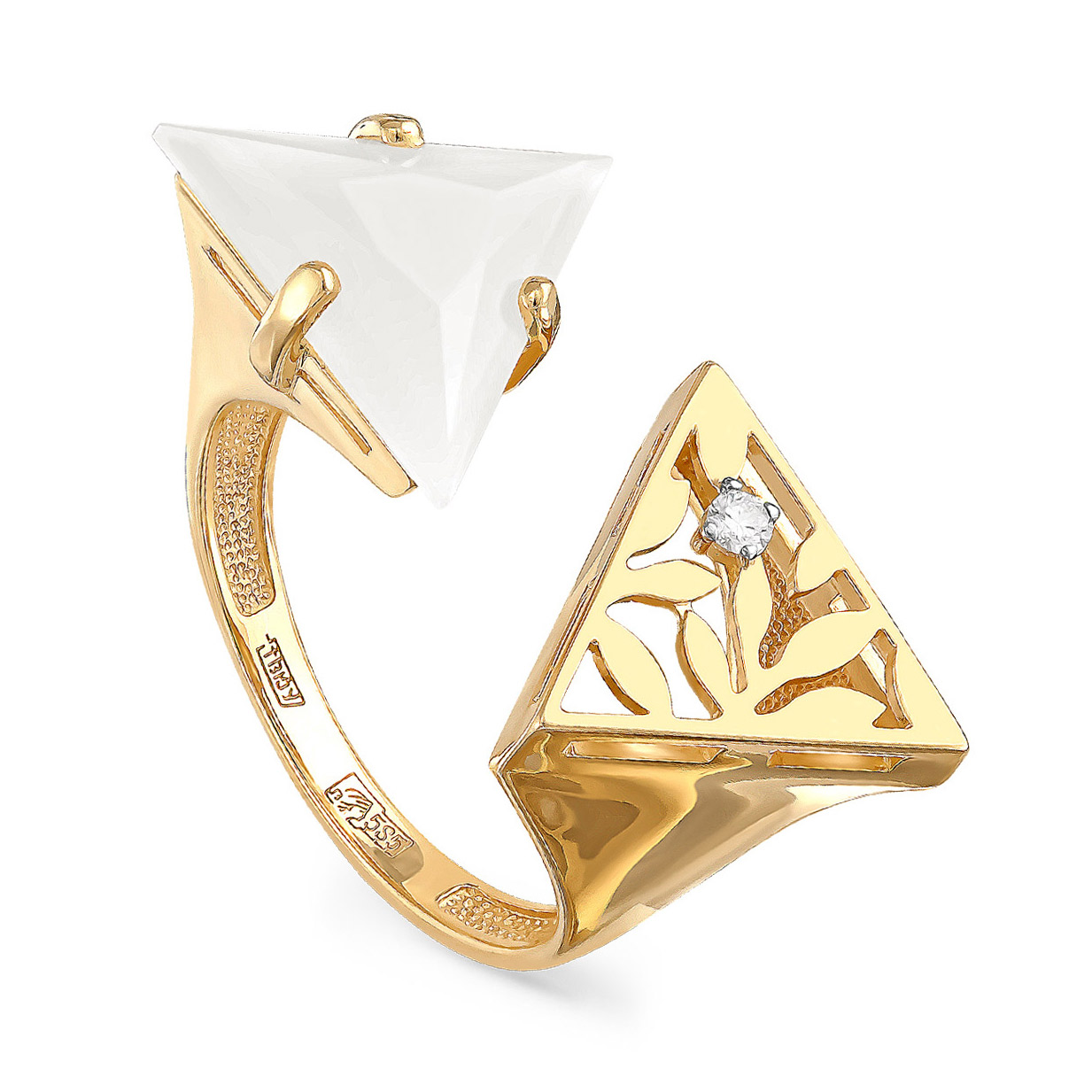 Кольцо из лимонного золота с бриллиантом и с нефритом KABAROVSKY 11-2996-1700 11-2996-1700