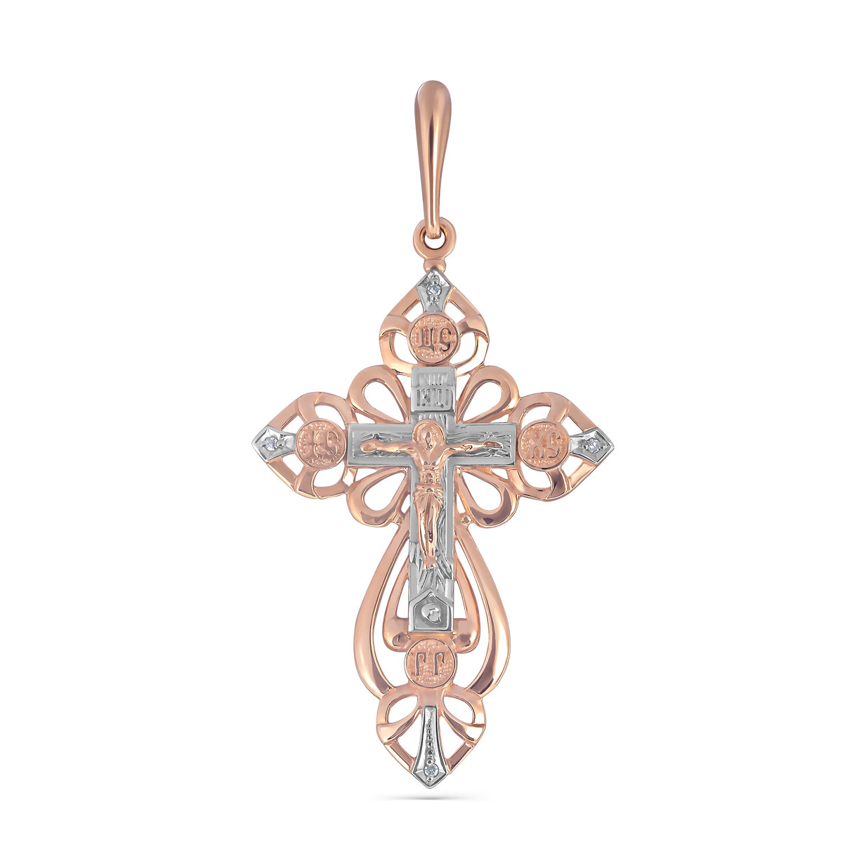 Золотой крест с бриллиантом арт. 3-0068-1000 3-0068-1000