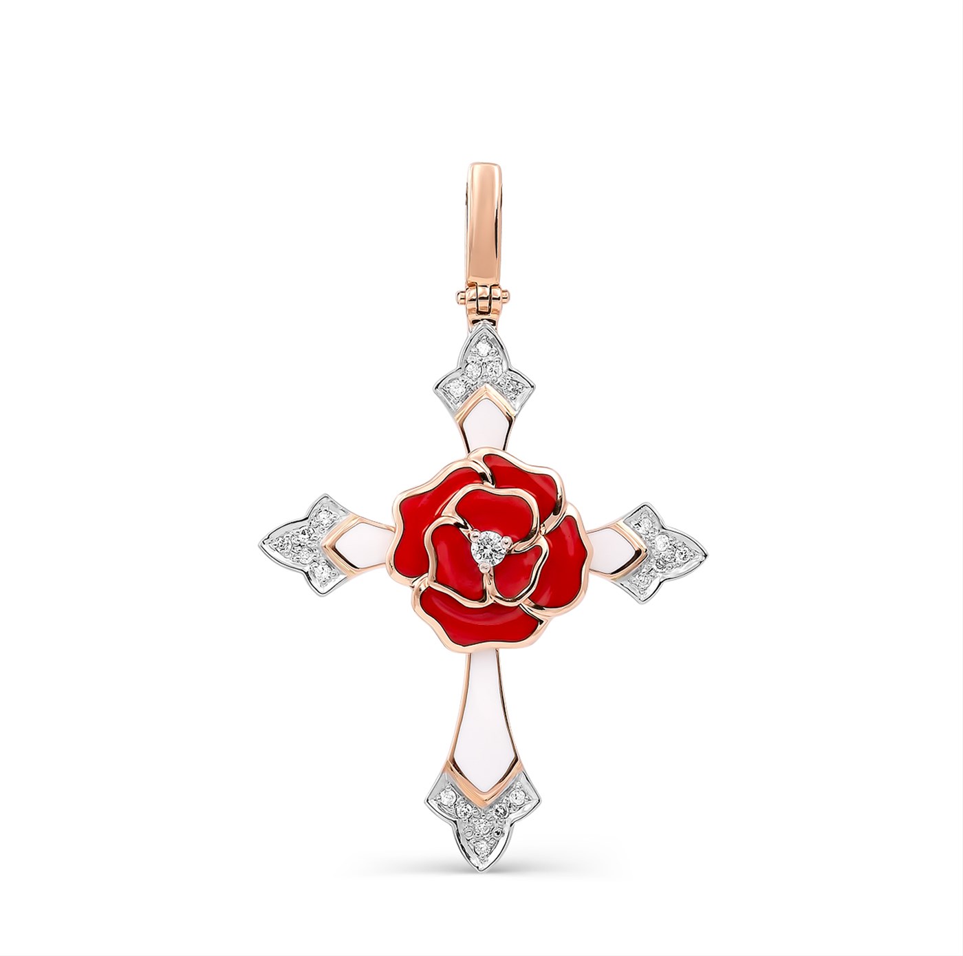 Золотой крест с бриллиантом 3-0296-1001