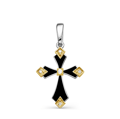 Серебряный крест с бриллиантом 3-061-1002