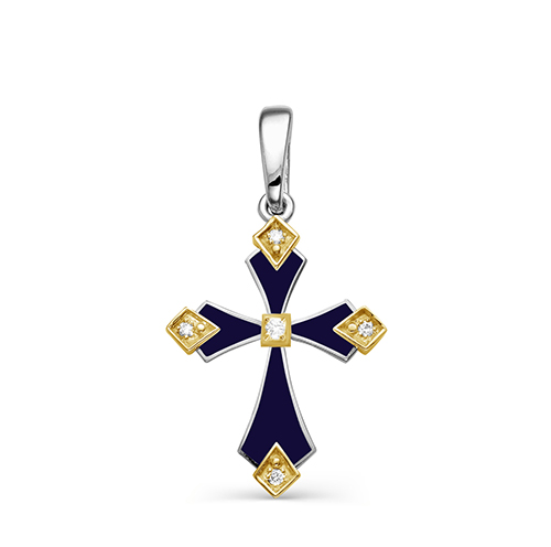 Серебряный крест с бриллиантом 3-061-1007