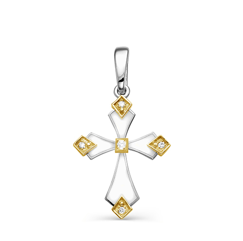 Серебряный крест с бриллиантом 3-061-1010