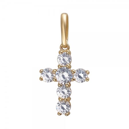 Подвес крест из золота с кристаллом сваровски 01р110986