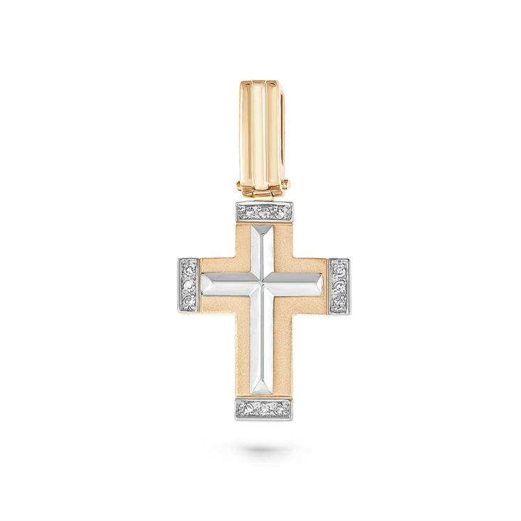 Крест из лимонного золота с бриллиантом 3-2287-1000