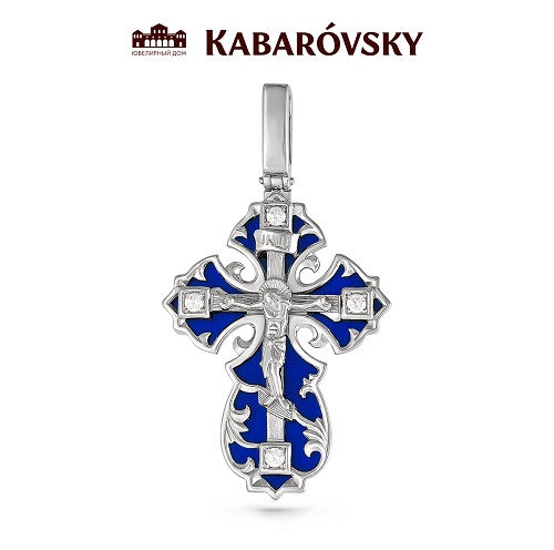 Подвес крест из серебра с эмалью KABAROVSKY 3-075-7907 3-075-7907